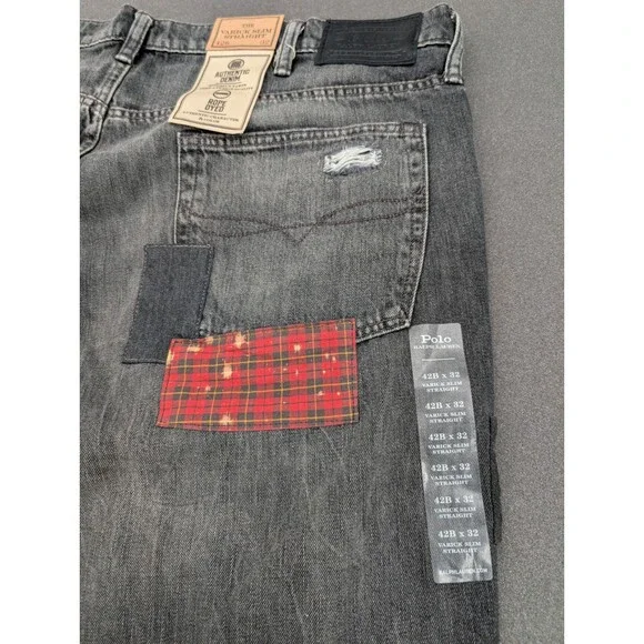 Polo Ralph Lauren “The Varick Slim” Men’s 42x32 Patchwork Graphic Jeans NWT - Picture 15 of 15